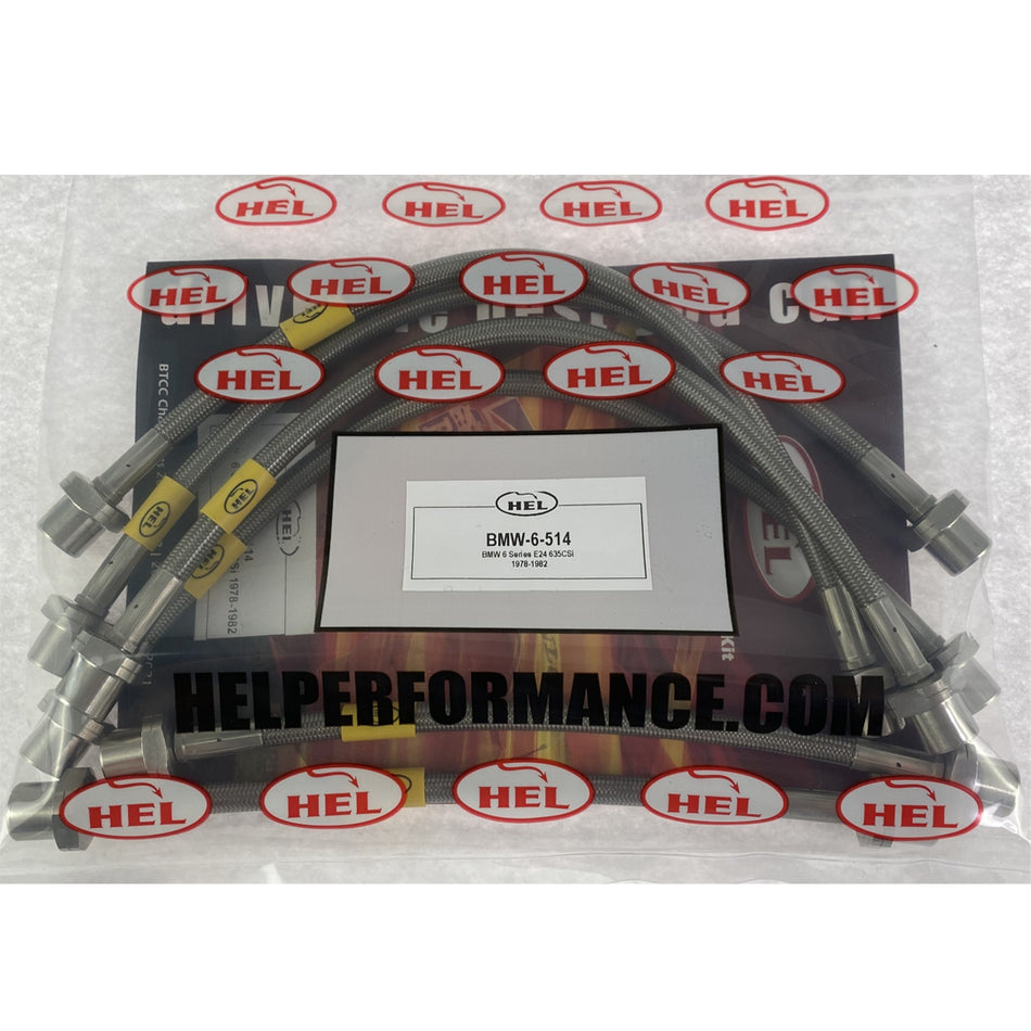 HEL BMW 6 Series E24 Stainless Steel Braided Brake Hoses Clear