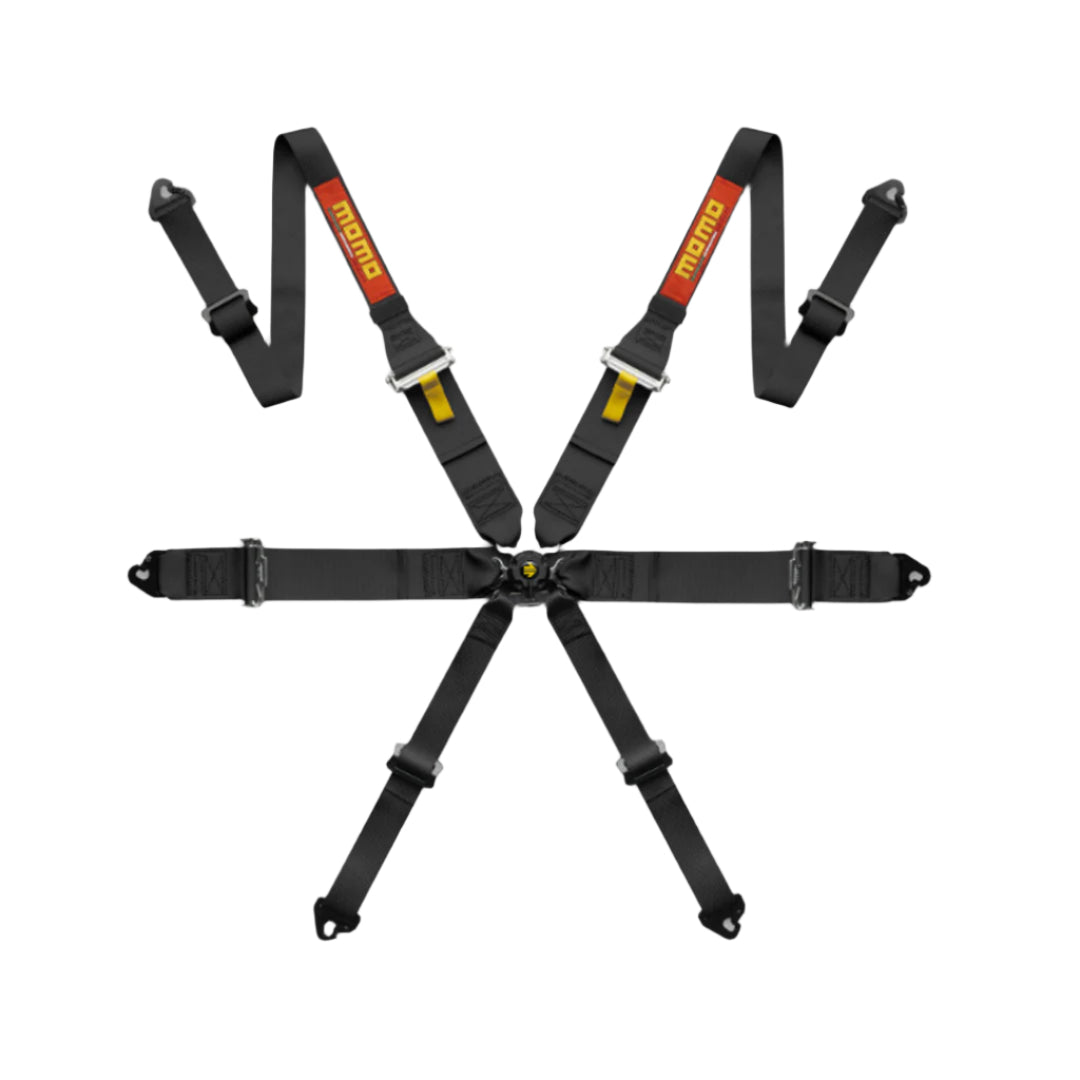 Harnais de course MOMO Pro Driver FIA 6 points noirs