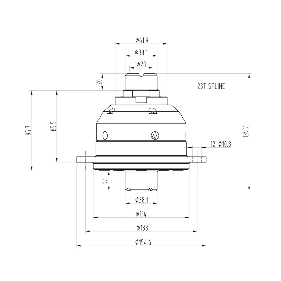 Technical drawing of a Blackline HLF013 limited slip differential