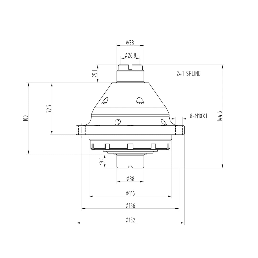 Technical drawing of a Blackline HLF050 limited slip differential