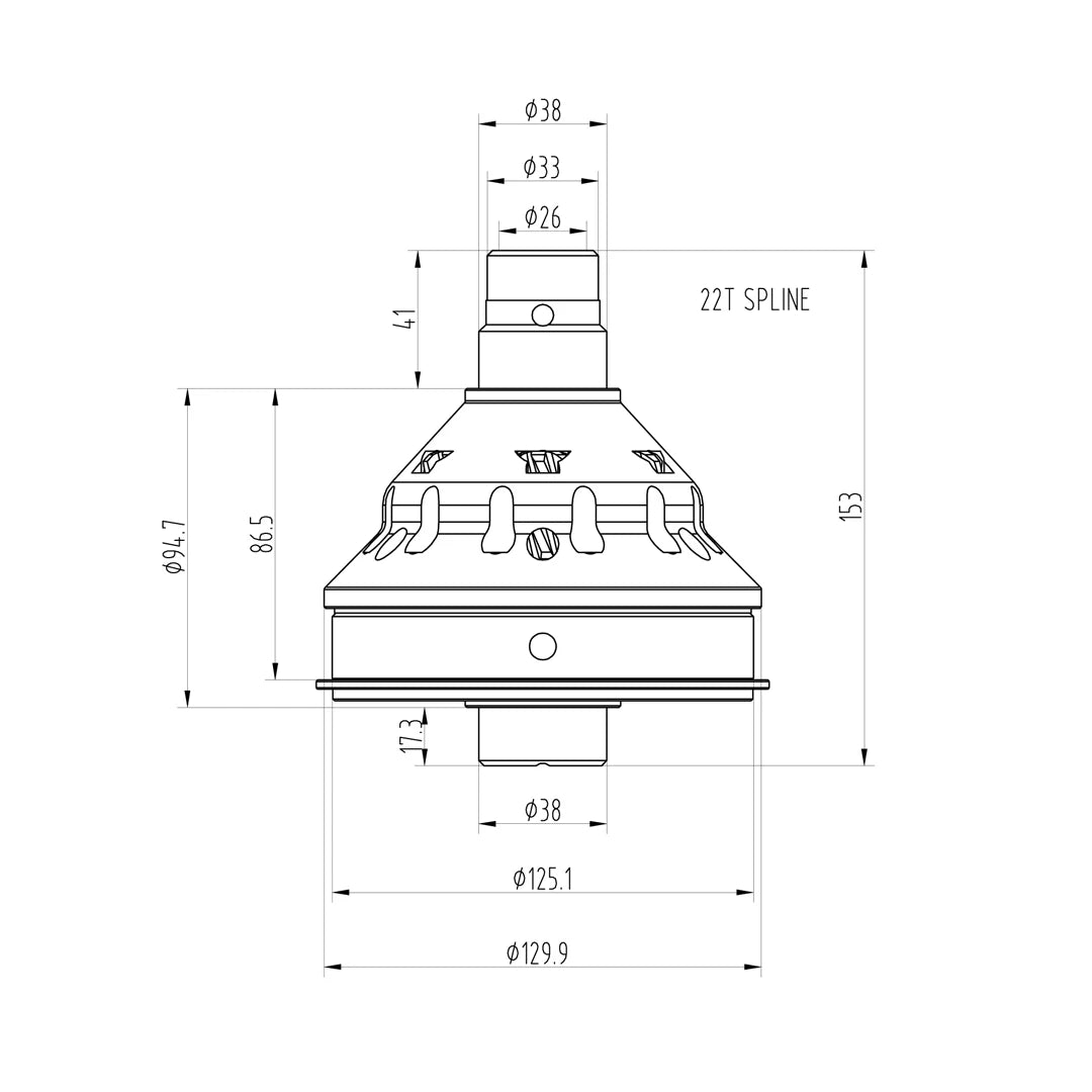 Technical drawing of a Blackline HLF051 limited slip differential