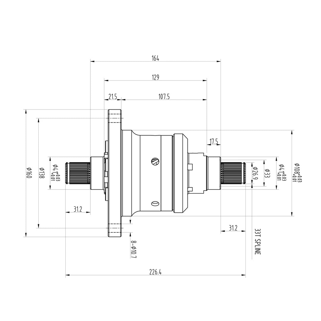 Technical drawing of a Blackline HLF065 limited slip differential