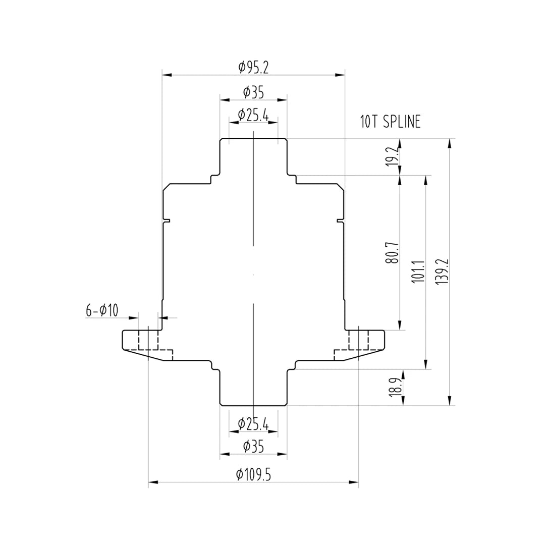 Technical drawing of a Blackline HLF070 limited slip differential
