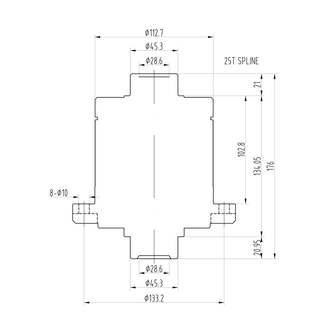 Technical drawing of a Blackline HLF071 limited slip differential