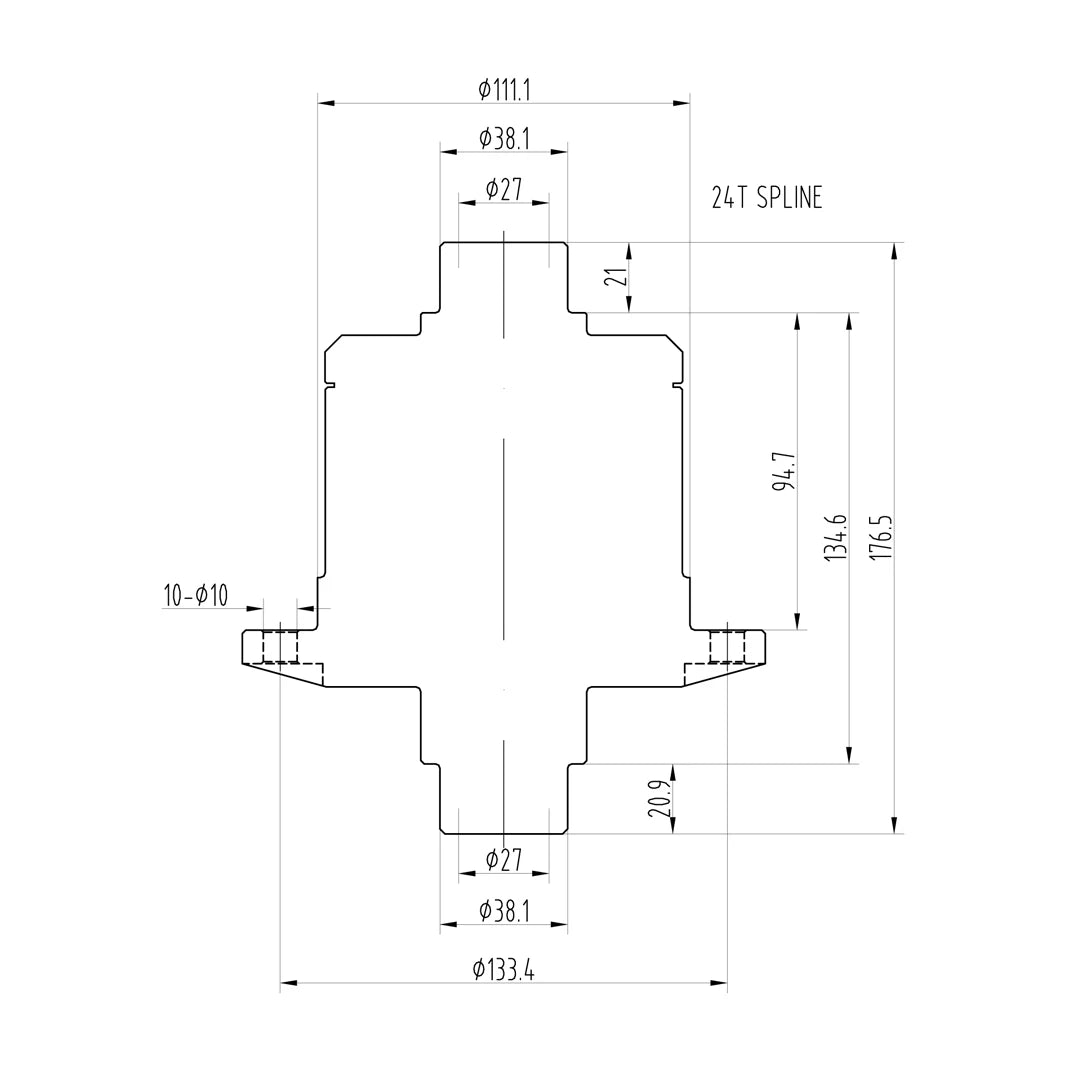Technical drawing of a Blackline HLF081 limited slip differential