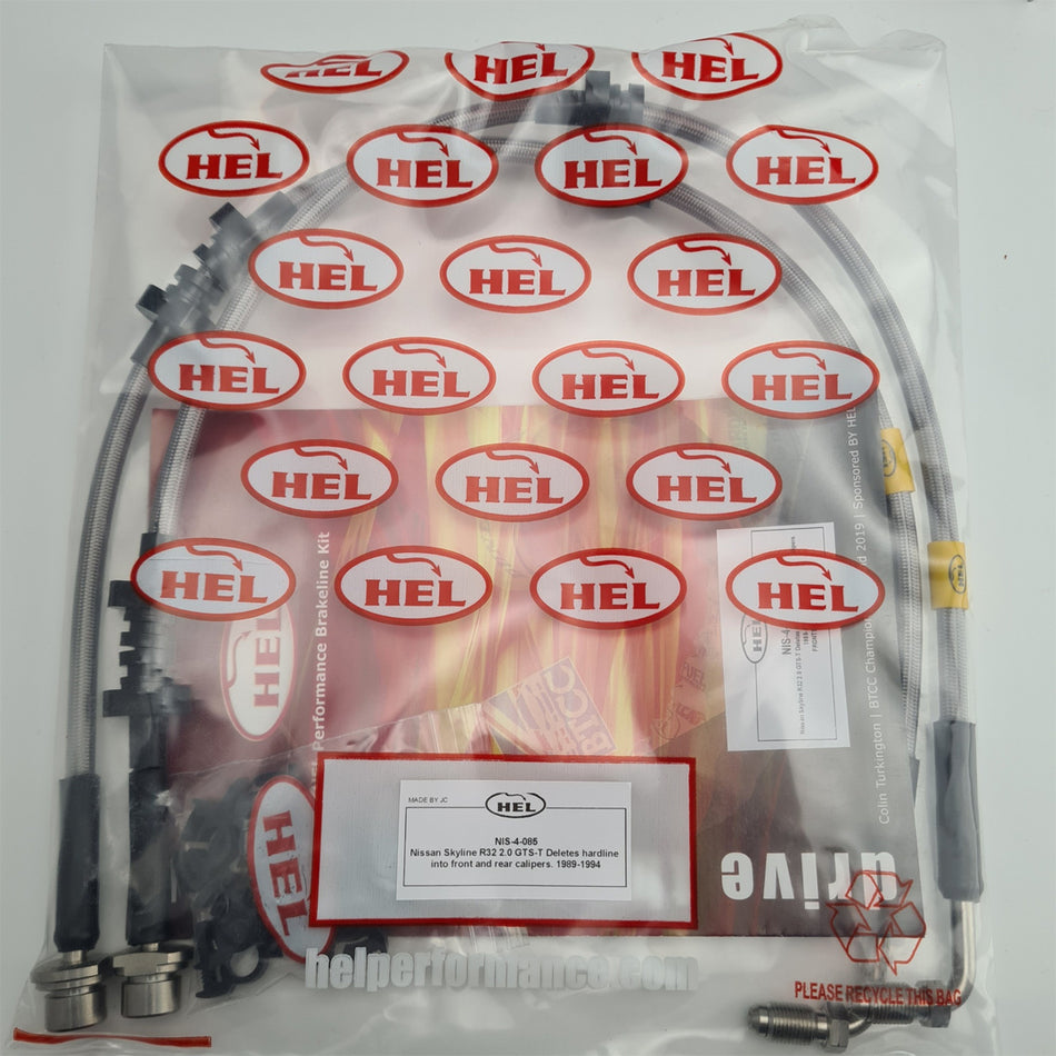 HEL Nissan R32 GTS-T Stainless Steel Braided Brake Hoses Clear