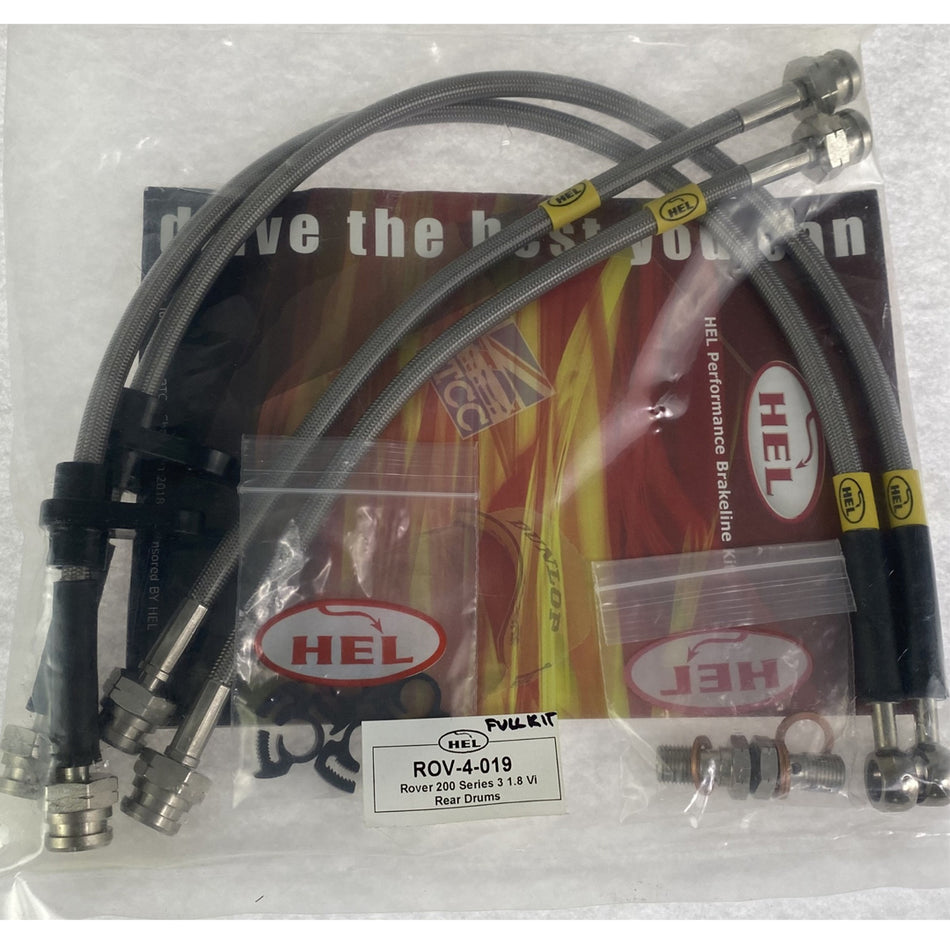 HEL Rover 200 Stainless Steel Braided Brake Hoses Clear