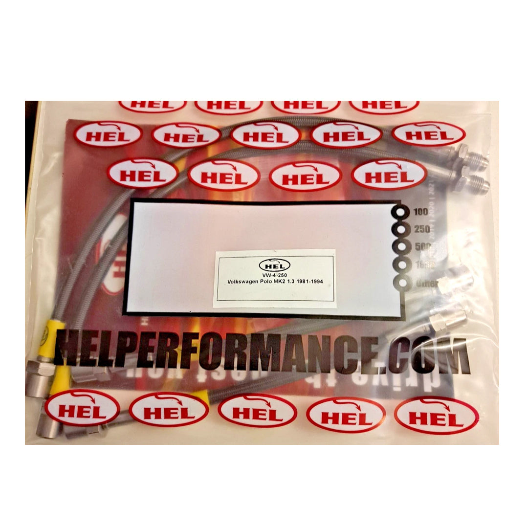 HEL VW Polo MK2 Stainless Steel Braided Brake Hoses Carbon