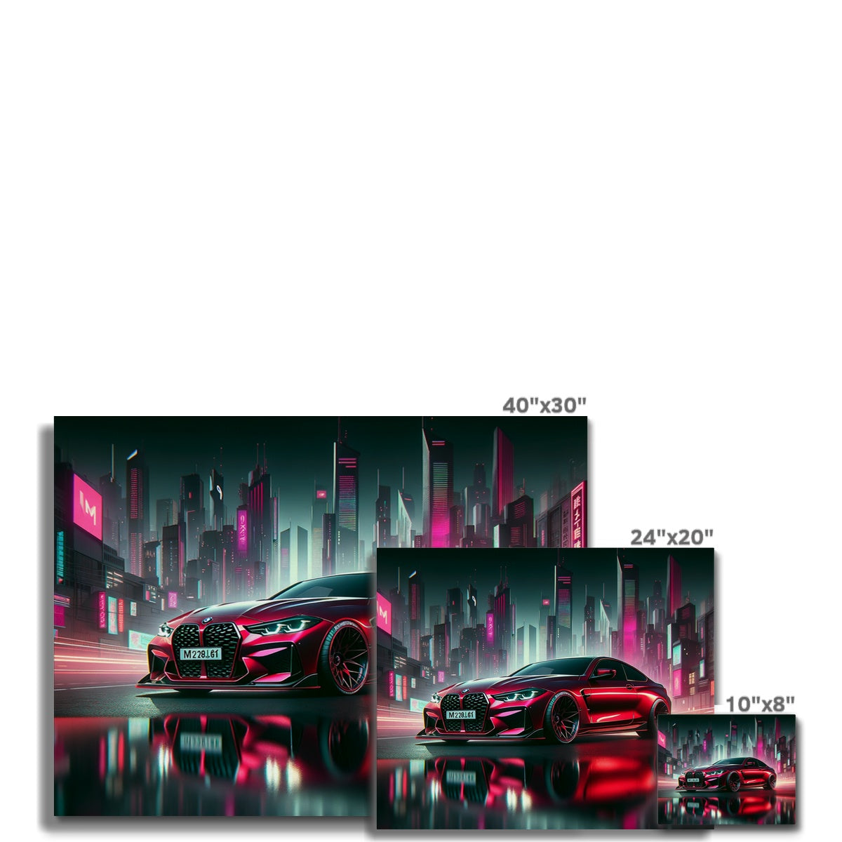 Toile Cyber City rouge BMW M4