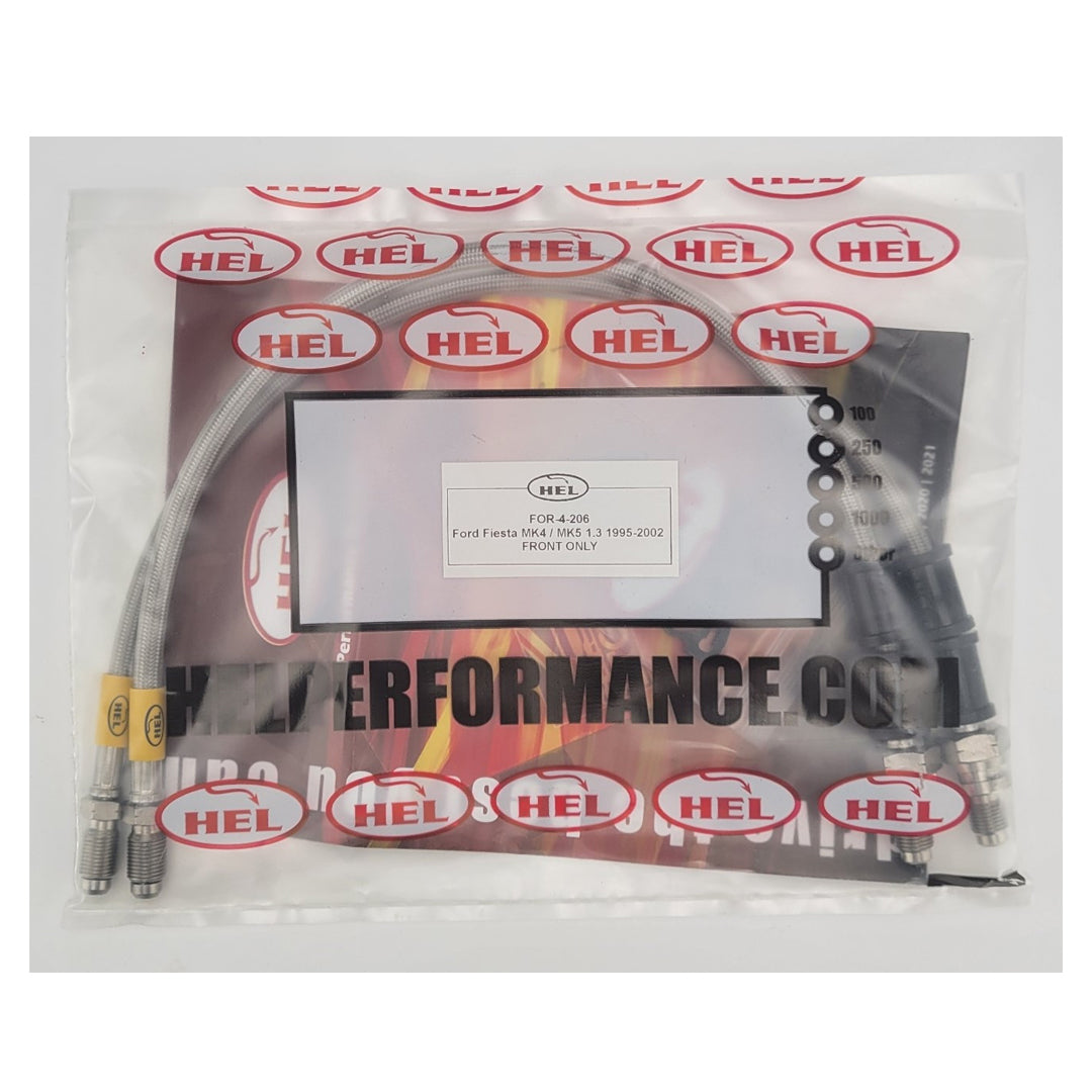 HEL Ford Fiesta MK4 MK5 Stainless Steel Braided Brake Hoses Clear