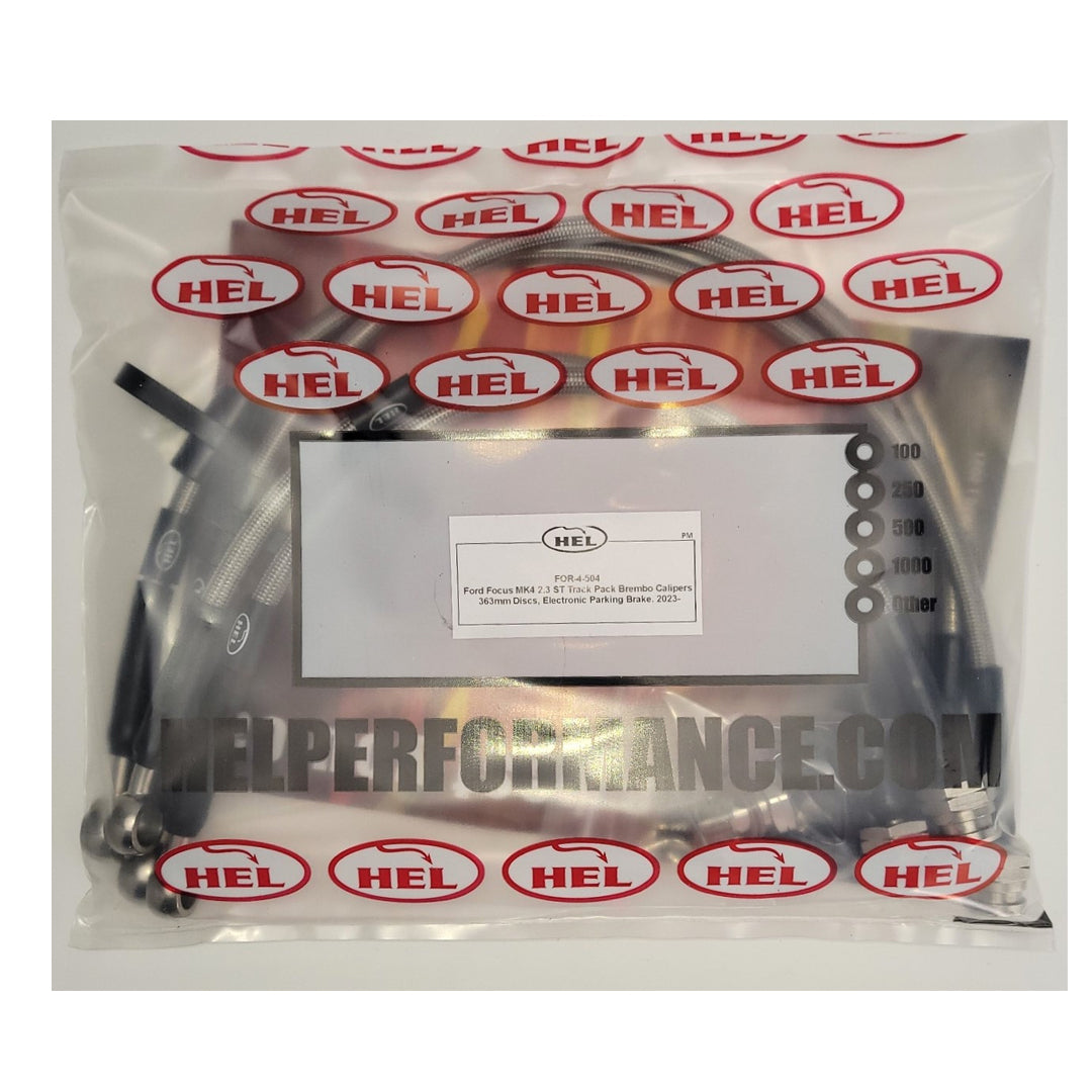 HEL Ford Focus MK4 2.3 ST Stainless Steel Braided Brake Hoses Clear