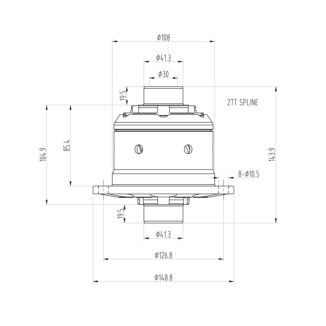 Technical drawing of a Blackline HLF021 limited slip differential