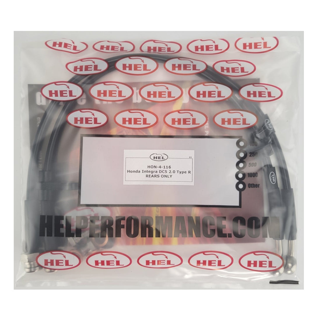 HEL Honda Integra DC5 Type R Stainless Steel Braided Brake Hoses Black