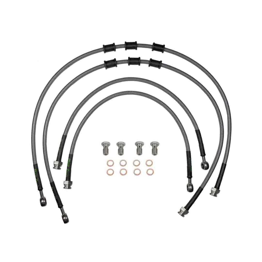 set of 4 stainless steel braided brake hoses