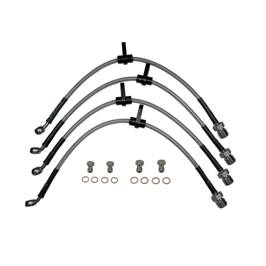 set of 4 stainless steel braided brake hoses
