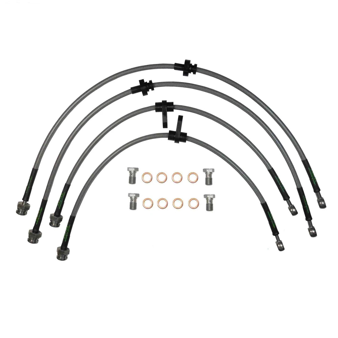 set of 4 stainless steel braided brake hoses