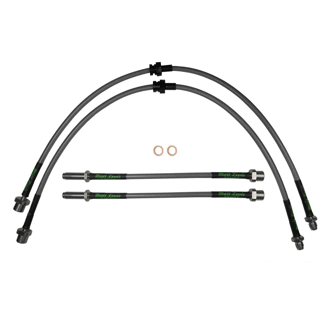 set of 4 stainless steel braided brake hoses