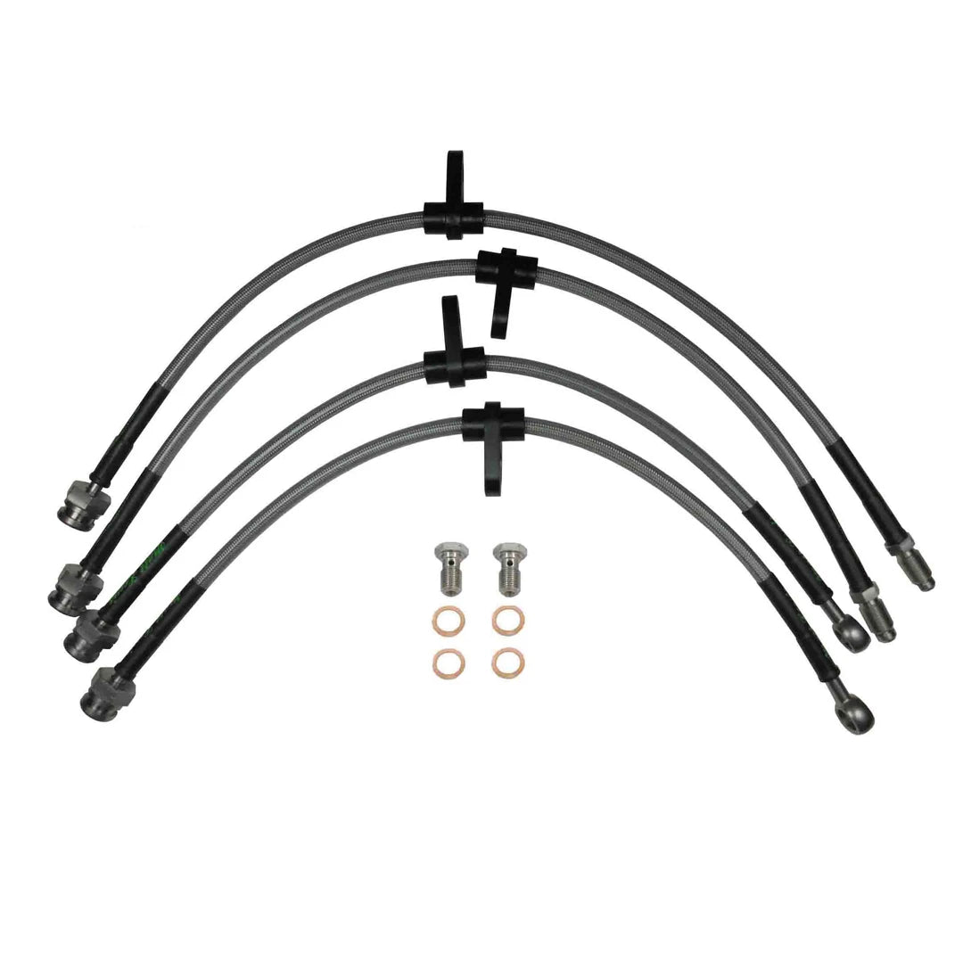 set of 4 stainless steel braided brake hoses
