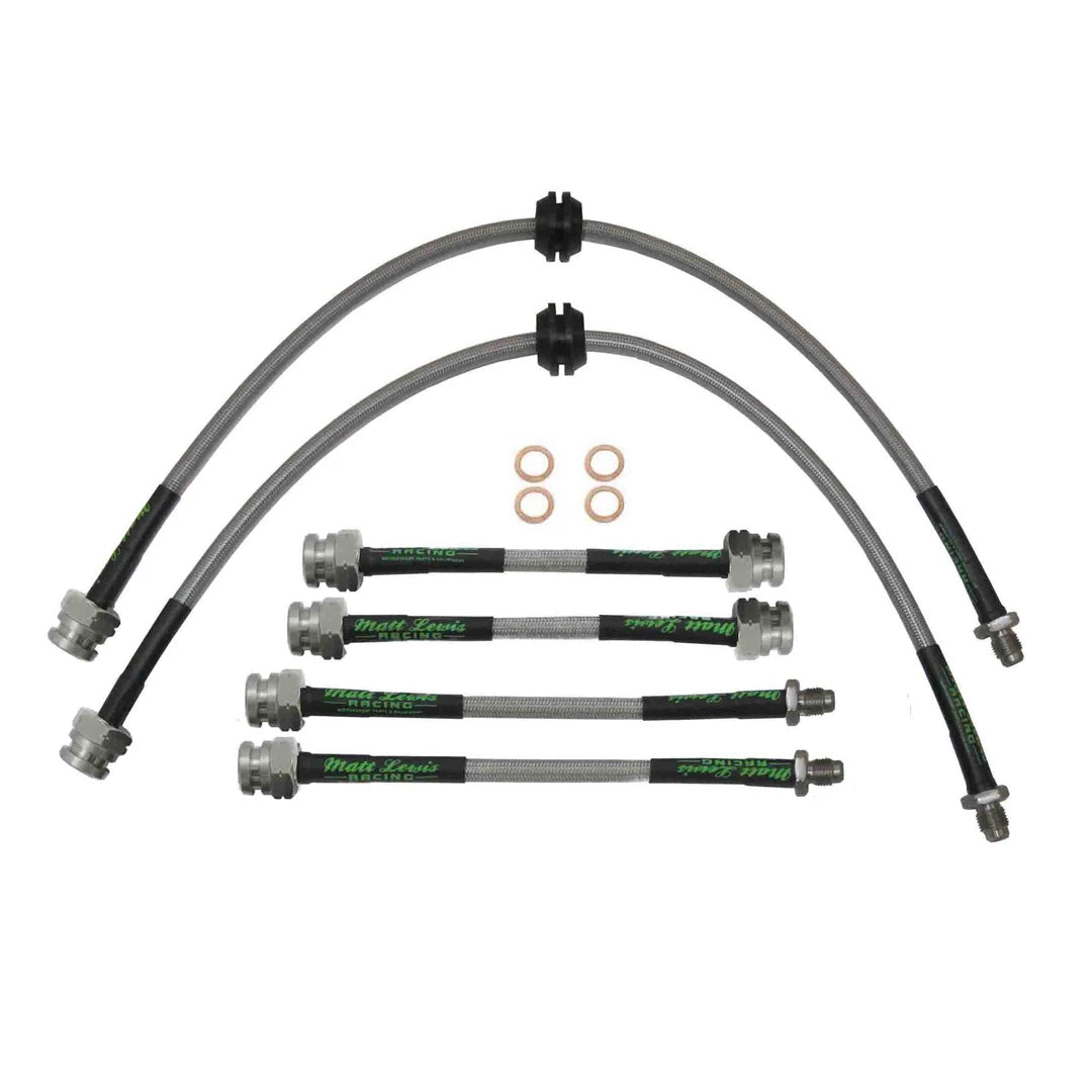 set of 6 stainless steel braided brake hoses