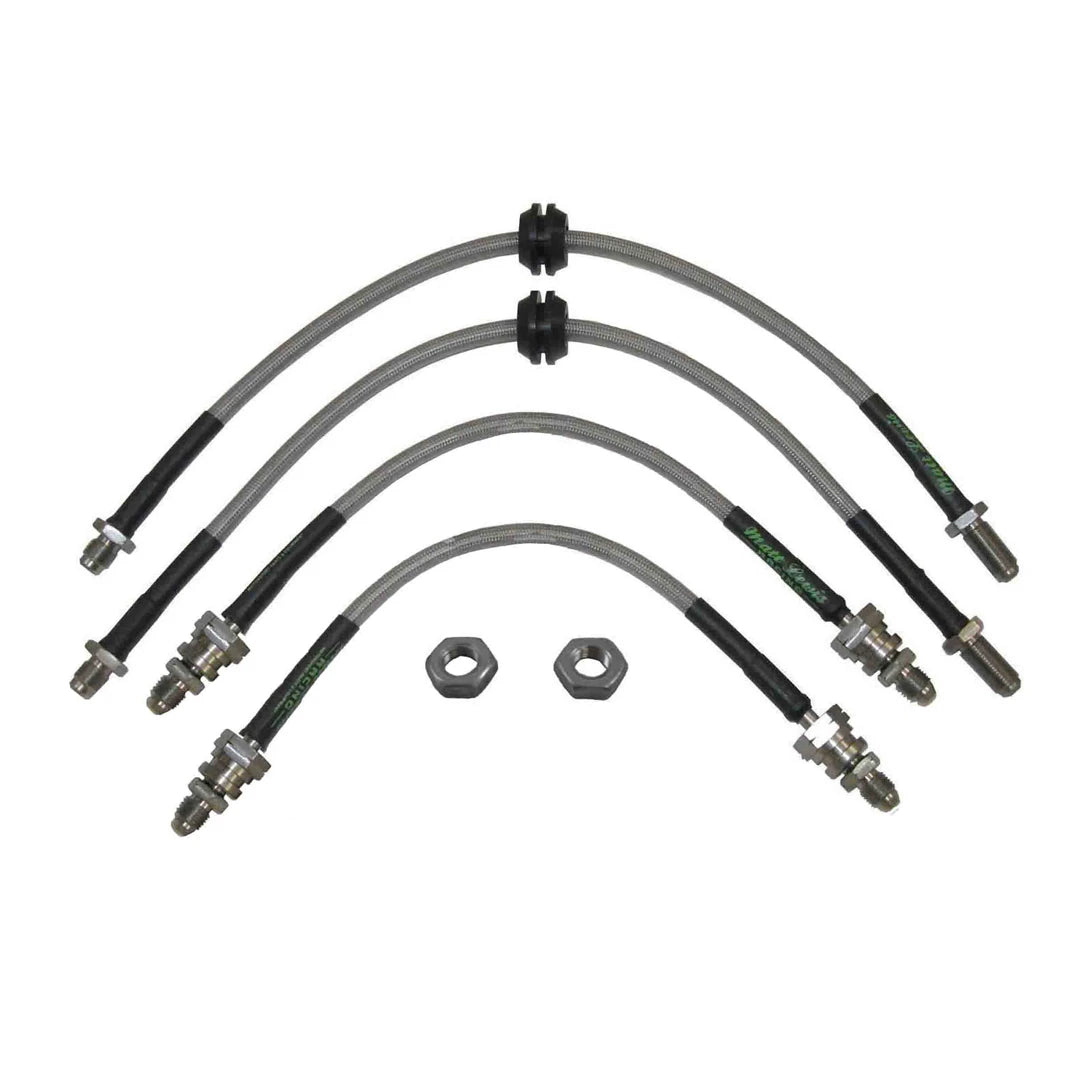 set of 4 stainless steel braided brake hoses