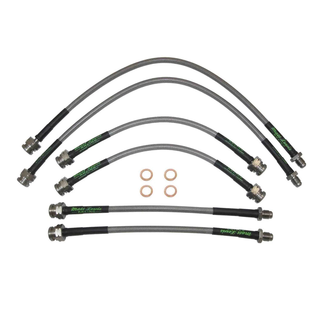 set of 4 stainless steel braided brake hoses