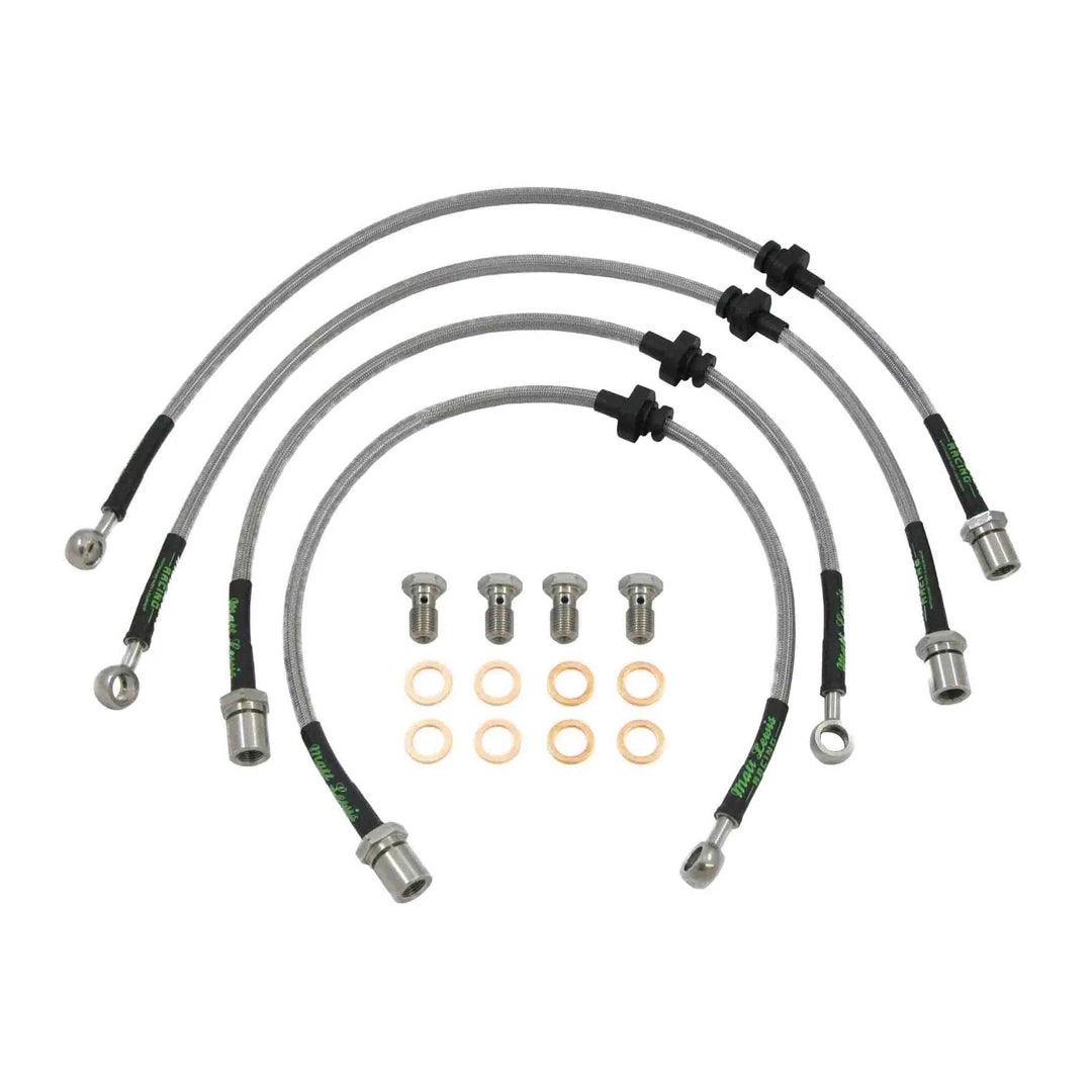 set of 4 stainless steel braided brake hoses