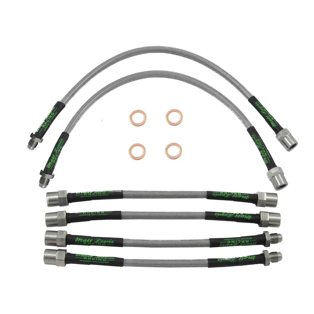 set of 6 stainless steel braided brake hoses