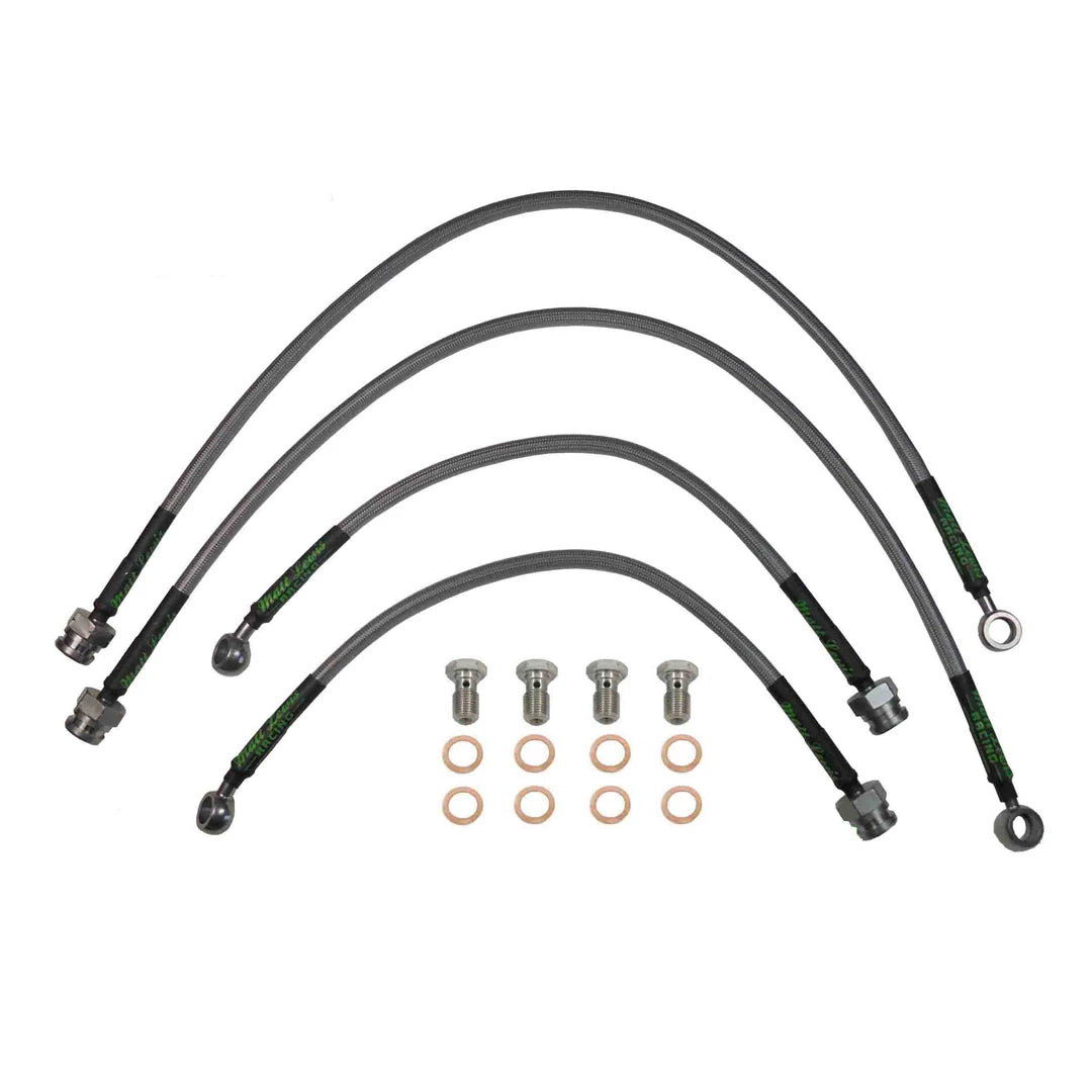 set of 4 stainless steel braided brake hoses