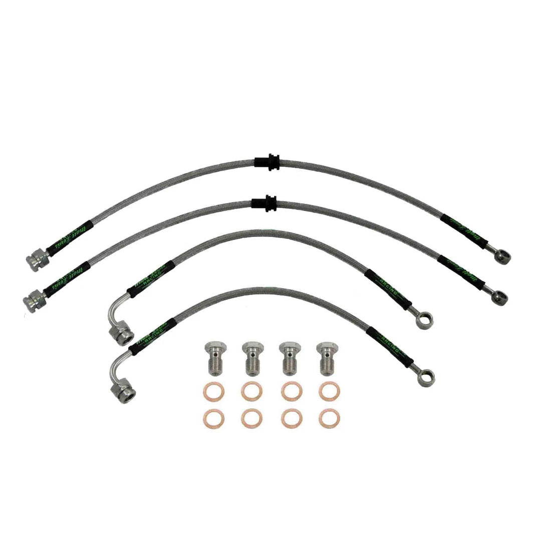 set of 4 stainless steel braided brake hoses