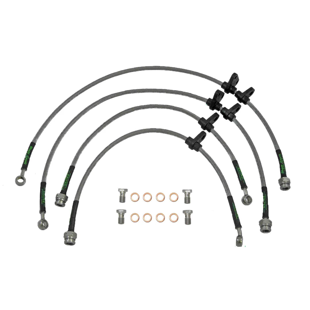 set of 4 stainless steel braided brake hoses