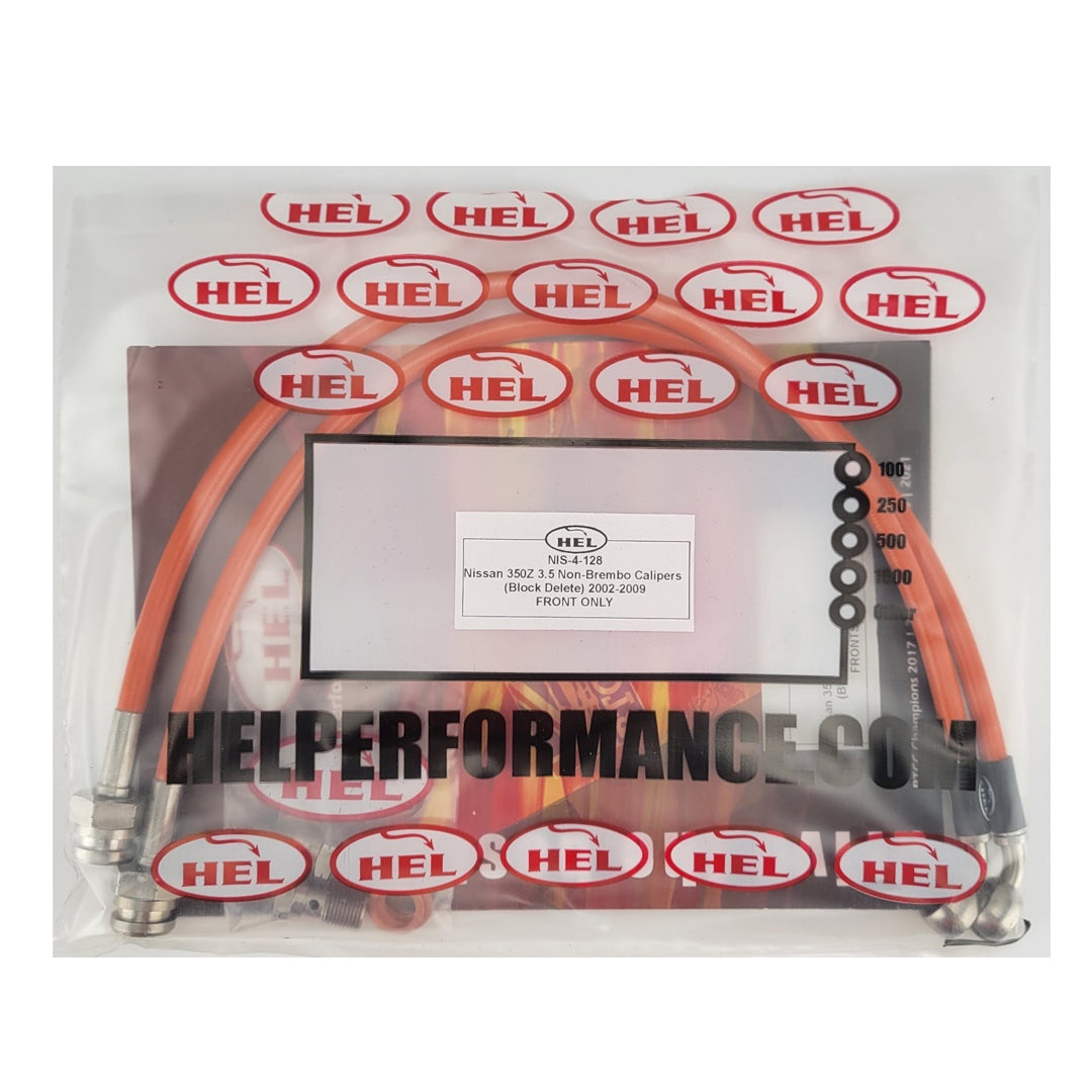 HEL Nissan 350Z Stainless Steel Braided Brake Hoses Orange