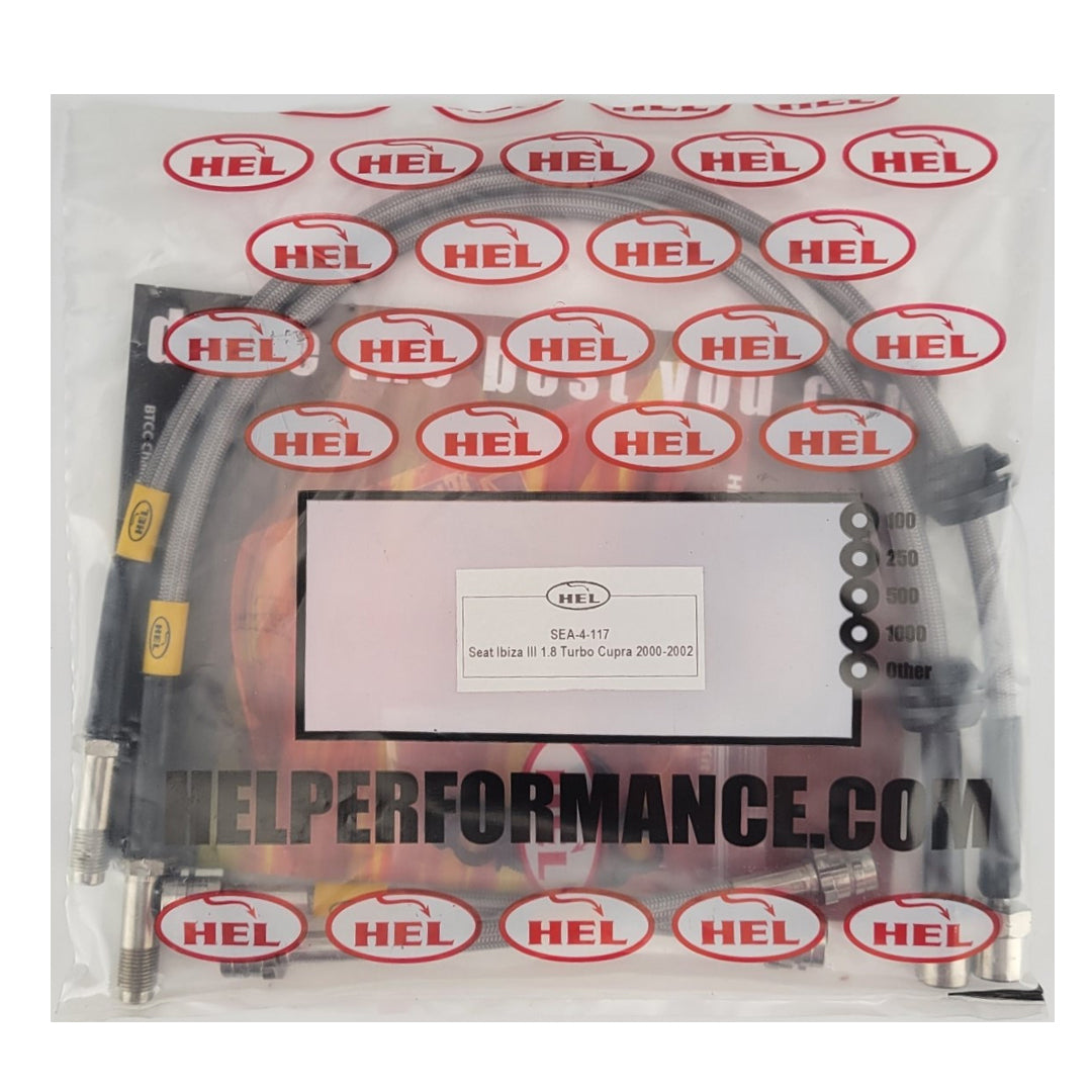 HEL Seat Ibiza MK2 Stainless Steel Braided Brake Hoses Clear