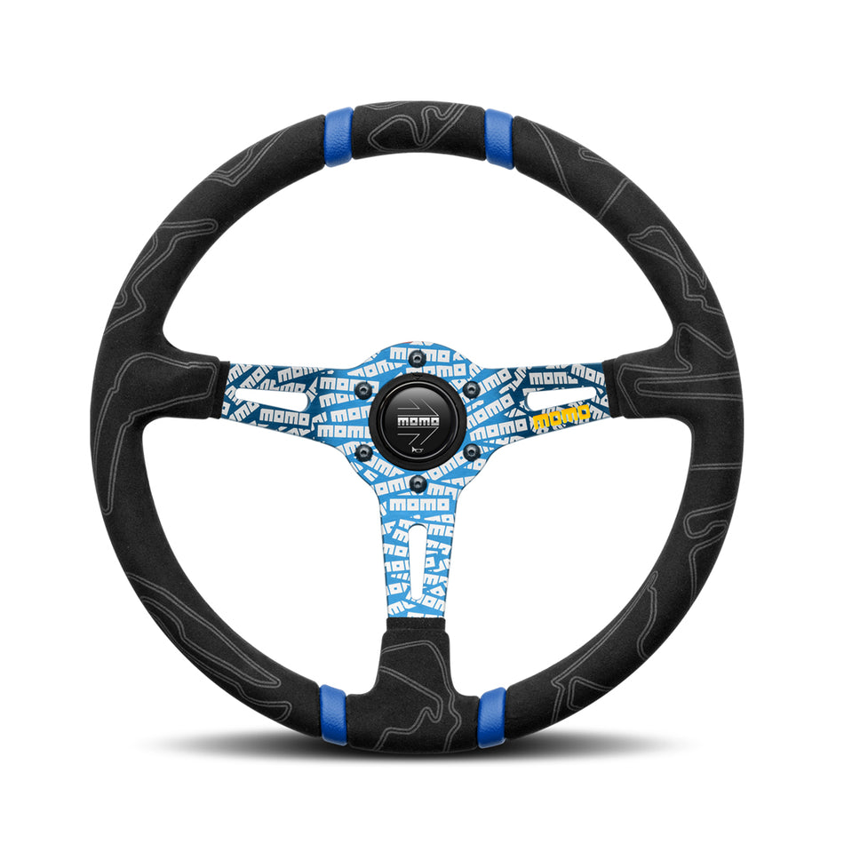 MOMO Ultra Black & Blue Steering Wheel