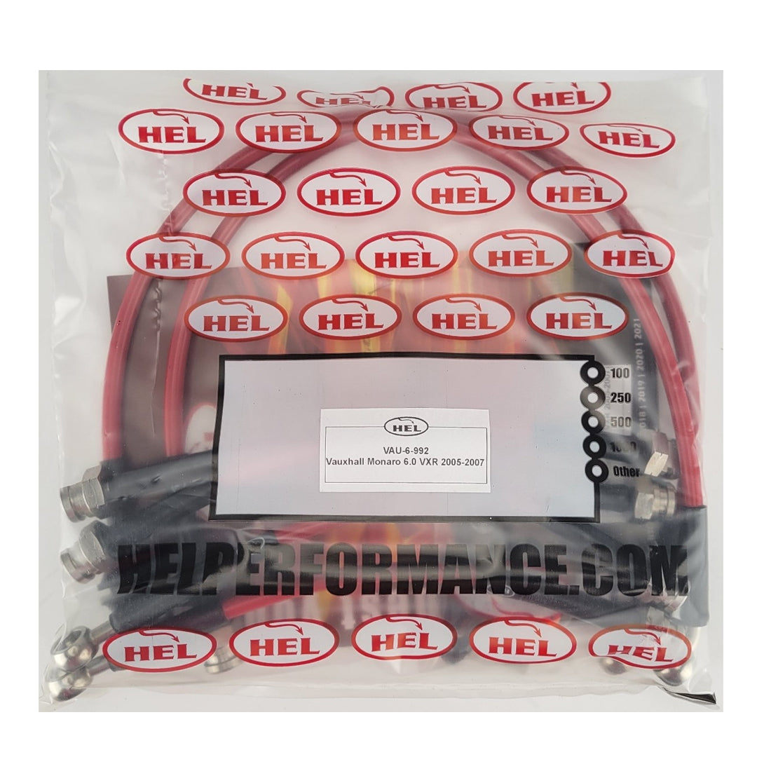 HEL Vauxhall Monaro 6.0 VXR Stainless Steel Braided Brake Hoses Red
