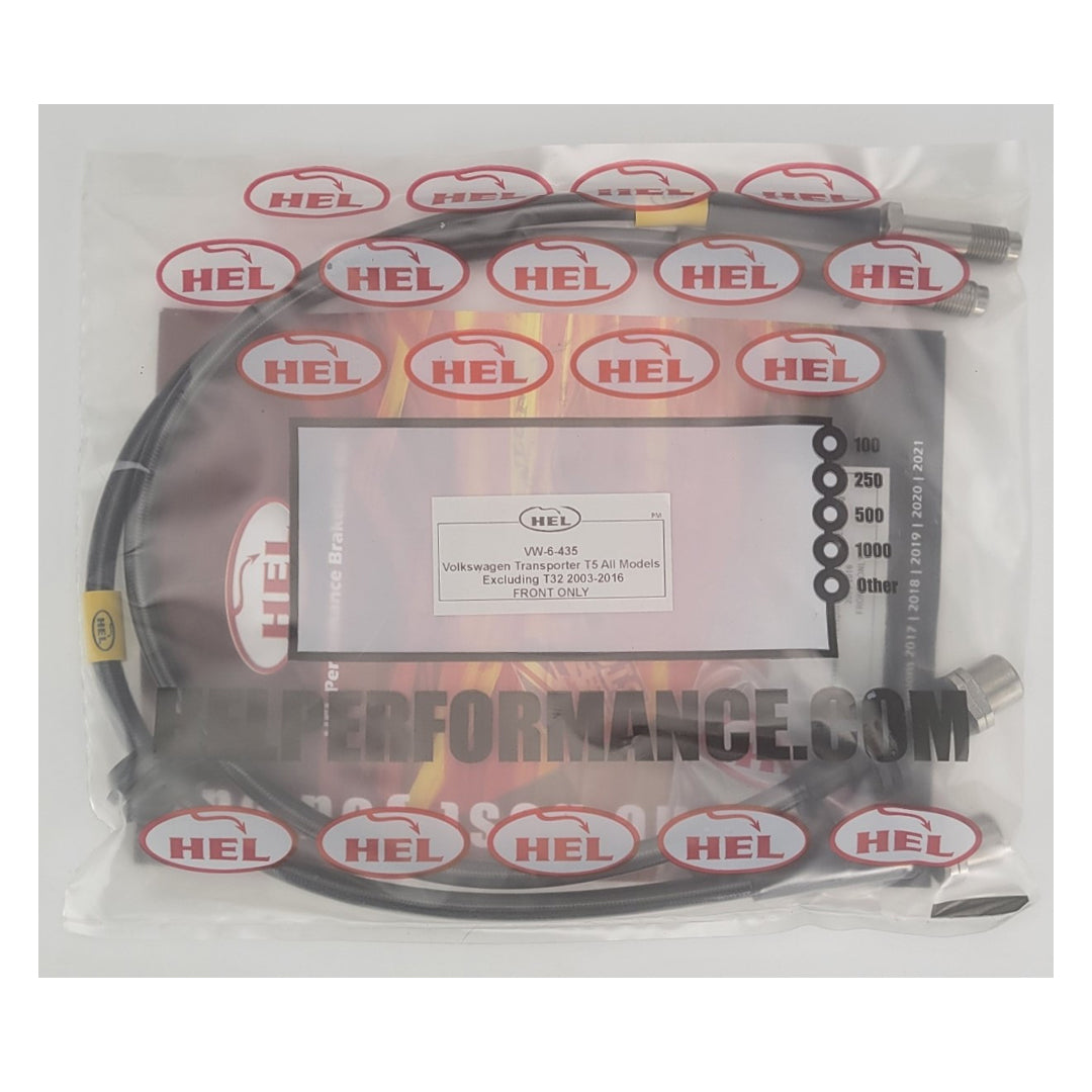 HEL Volkswagen Transporter T5 Stainless Steel Braided Brake Hoses Black