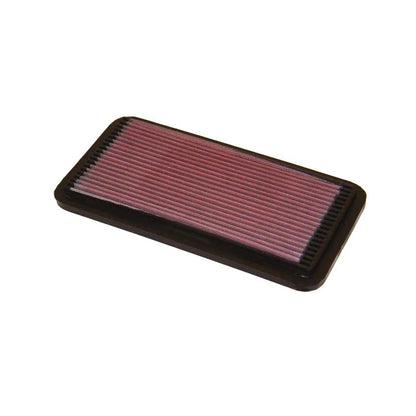 K&N red pleated high performance panel air filter on a white background
