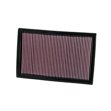 K&N red pleated high performance panel air filter on a white background