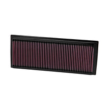 K&N red pleated high performance panel air filter on a white background