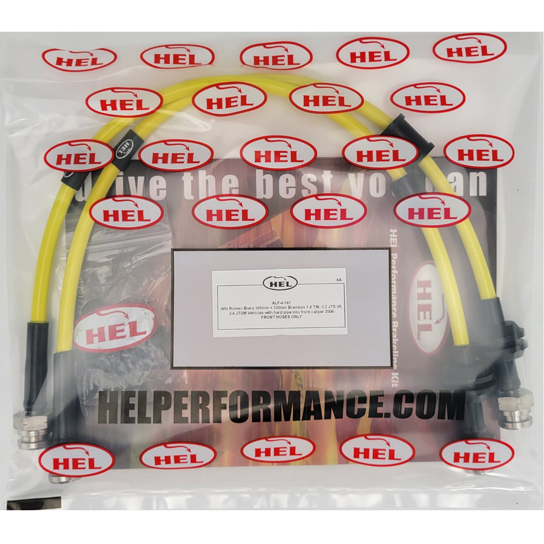 Flexibles de frein tressés en acier inoxydable HEL Alfa Romeo Brera jaunes