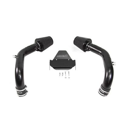 Black AIRTEC automotive air intake system with filter on a white background
