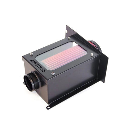 AIRTEC Black air filter with pink pleated element on a white background