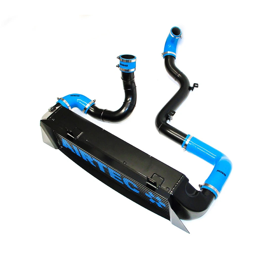 black Airtec intercooler and pipework on a white background