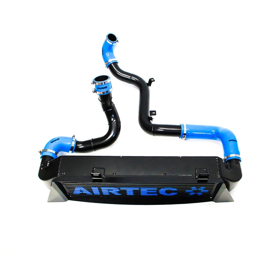 black Airtec intercooler and pipework on a white background