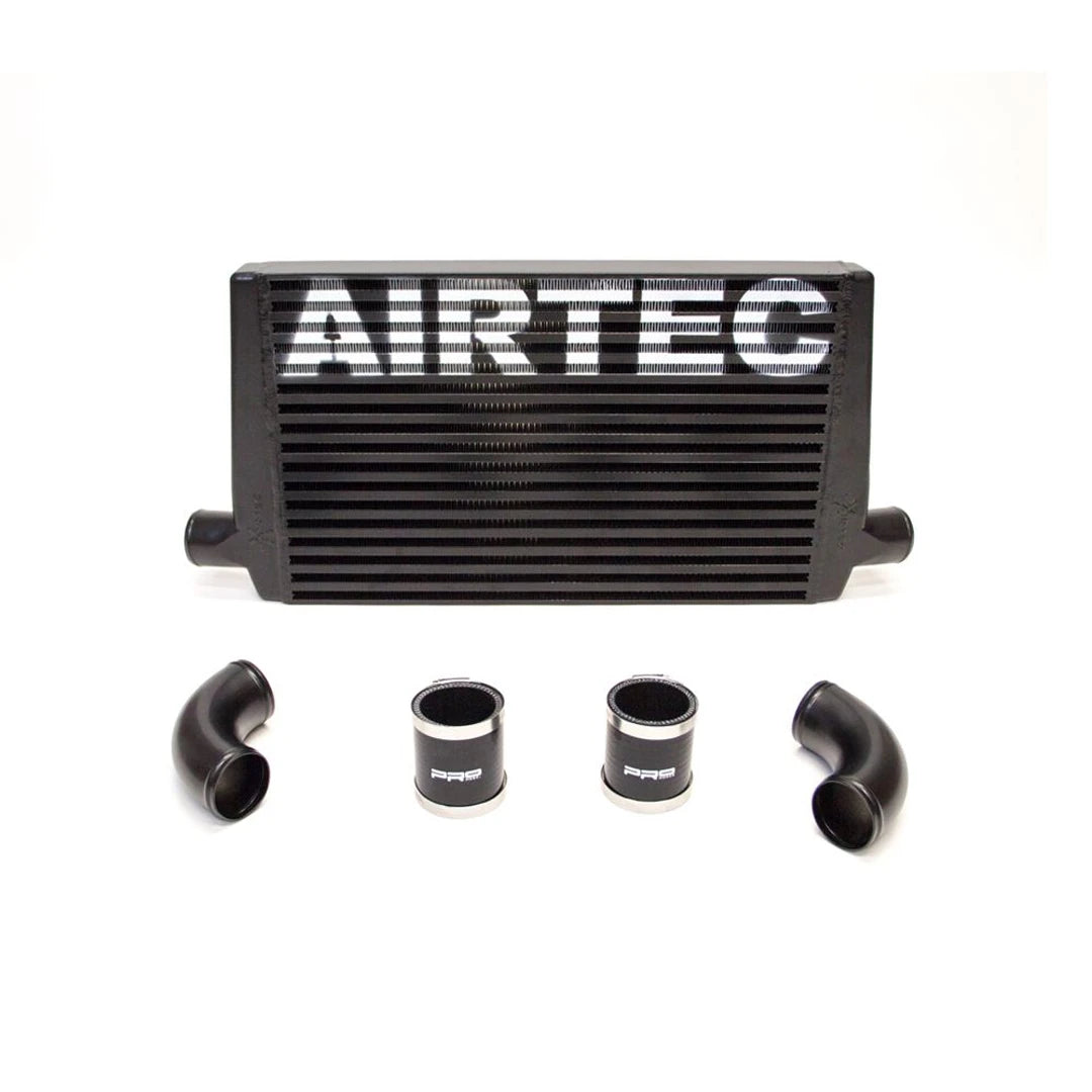 black Airtec intercooler and pipework on a white background