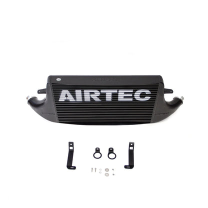 black Airtec intercooler and fittings on a white background
