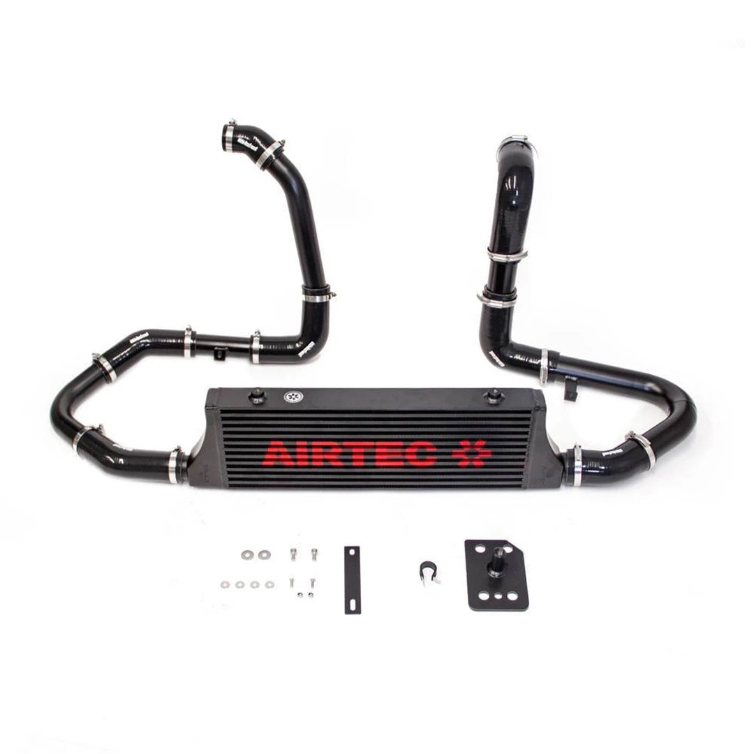 black Airtec intercooler and pipework on a white background