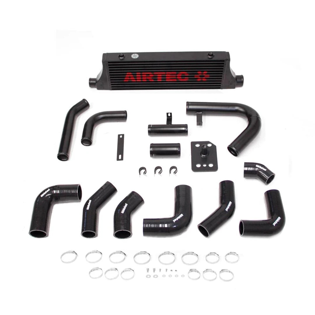 black Airtec intercooler and pipework on a white background