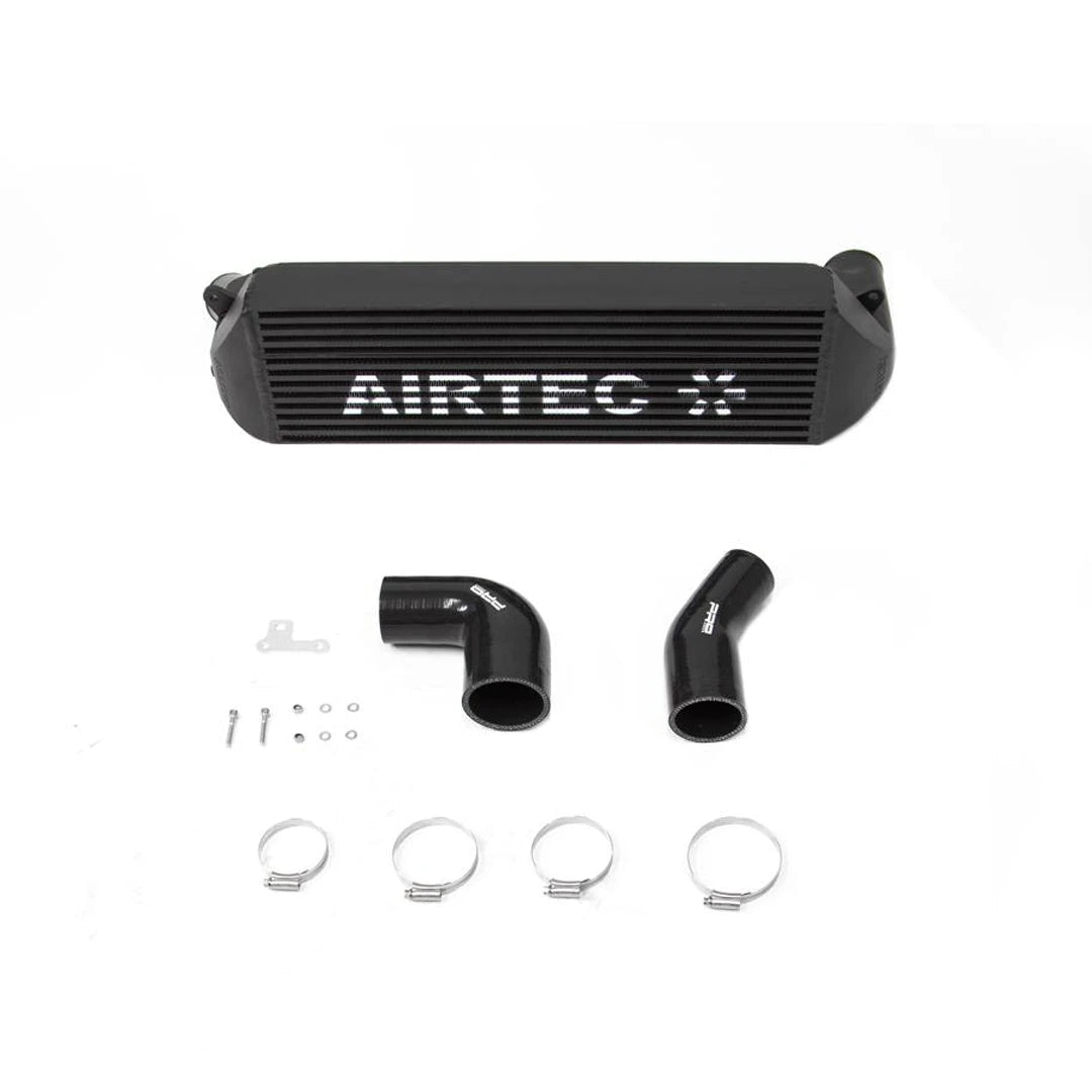 black Airtec intercooler and pipework on a white background