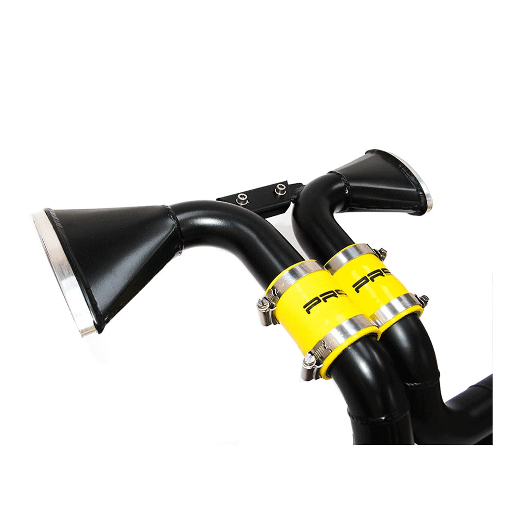 black Airtec intercooler and pipework on a white background