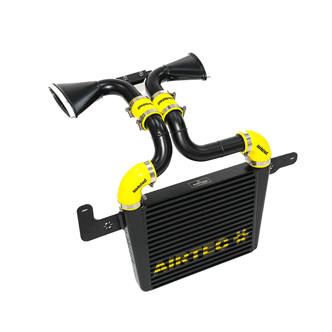 black Airtec intercooler and pipework on a white background